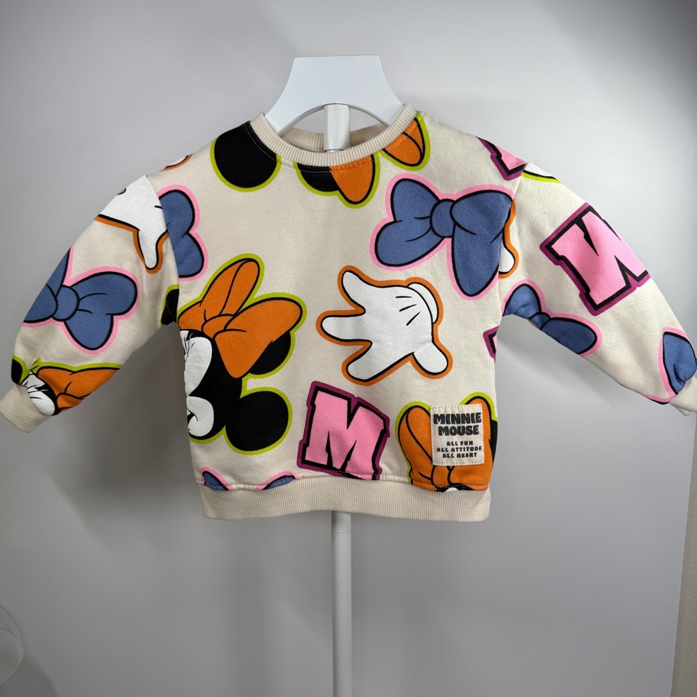Zara Kids Disney Minnie Mouse Sweatshirt - Cream, Black, Orange, Pink, Blue